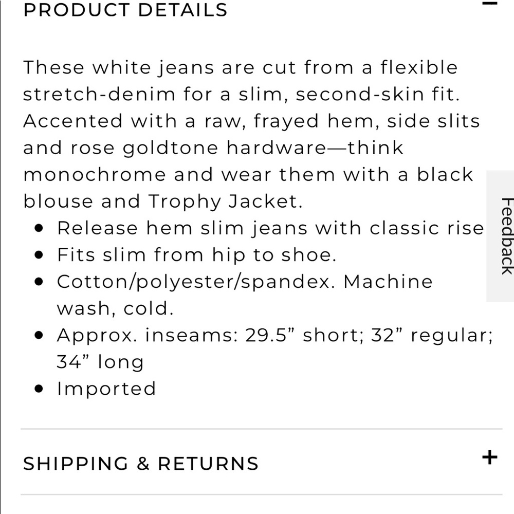 White House Black Market 4R Slim Cut White Denim - Picture 8 of 8